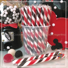 Varitas de caramelo - 18 cm - multicolor - rojo con negro y blanco - unidad mickey