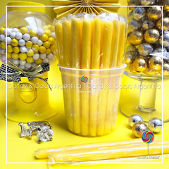 Varitas de caramelo - 17,5 cm - amarillo liso - por unidad 