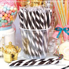 Varitas de caramelo - 18 cm - negro y blanco - unidad