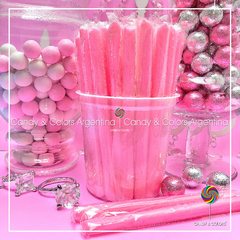 Varitas de caramelo - 17,5 cm - rosa liso - unidad 