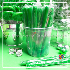 Varitas de caramelo - 17,5 cm - verde liso - unidad 