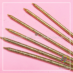 1 x Vela larga 17 cm gibre para cumpleaños dorado brillante por unidad