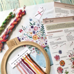 Kit de Bordado Tradicional "Tetera Floral" - para bordar con aguja común.