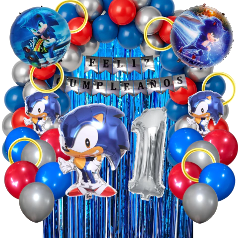 Combo Cumpleaños Globos Temática Sonic Completo - comprar online