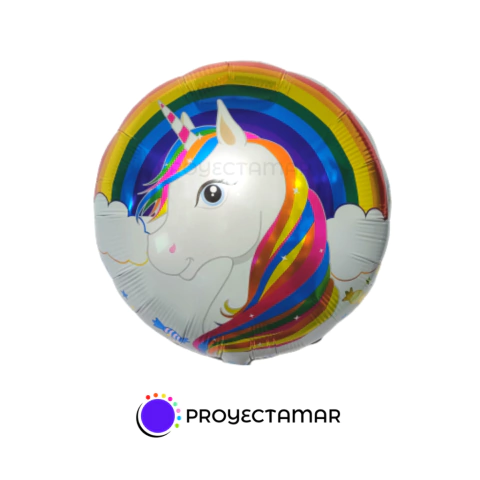 Globo Unicornio Arcoíris Circulo 18"