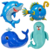 Combo Globos Feliz Cumple Deco Animales de Agua