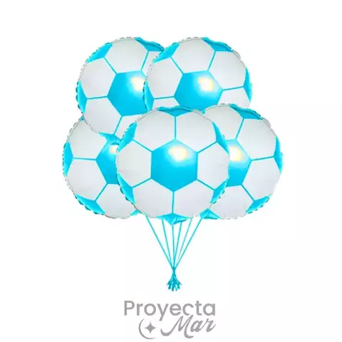 Globo Figura Circulo Pelota Celeste y Blanca 18"