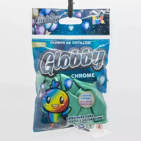 Globos 11" Importados Globby Chrome Pack x10