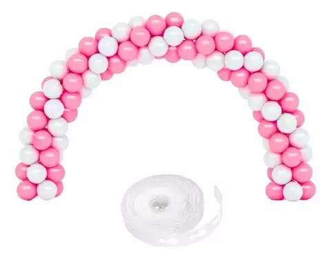Kit Arco 100 Globos Rosa y Blanco