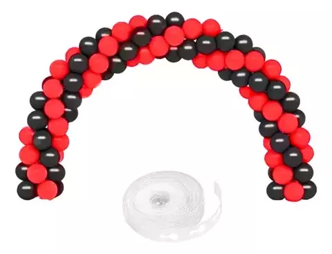 Kit Arco 100 Globos Negro y Rojo