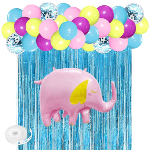 Kit Combo Elefante Rosa Deco Cumpleaños