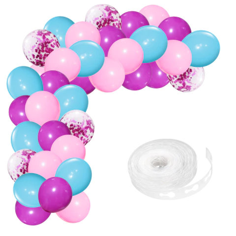Arco Decorativo 35 Globos Rosa Celeste + Cinta + Confetti Cumple