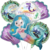 Set 6 Globos Temática Sirenita Pelo Celeste