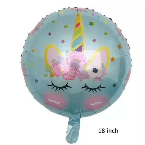Globo Circulo Unicornio con Flores 18"