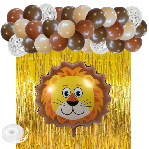 Kit Combo Animales León Selva Deco Cumpleaños