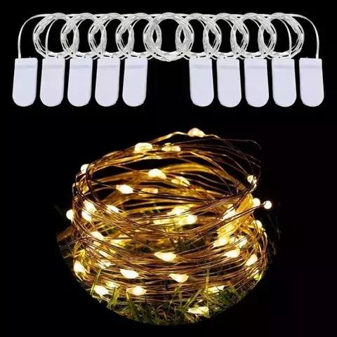 Tira Microled Cálida Pilas Chatas 3mts x10 unidades