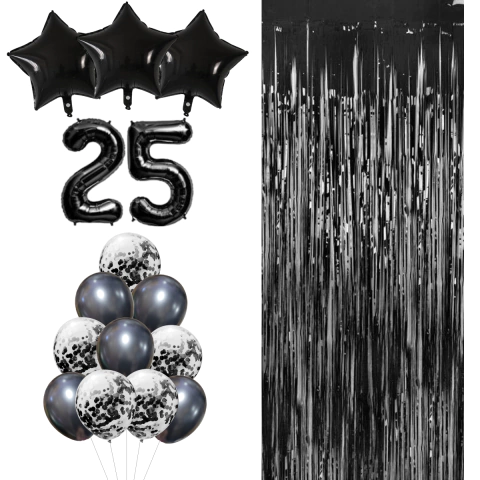 Kit Globos Negro Deco Super Cumpleaños