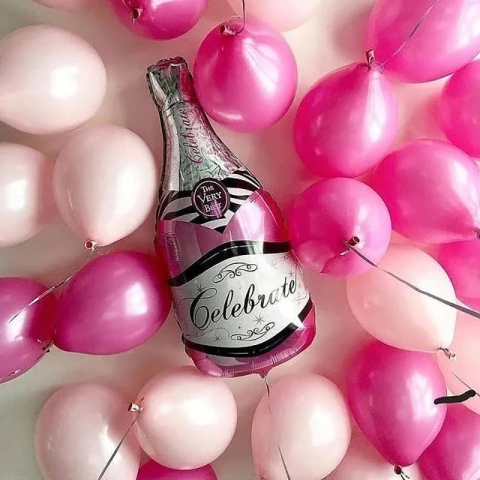 Globo Botella Champagne Celebrate Rosa 30"