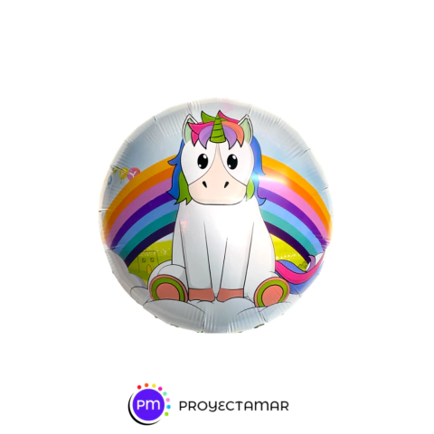 Globo Unicornio Bebé en Nube Circulo 18"