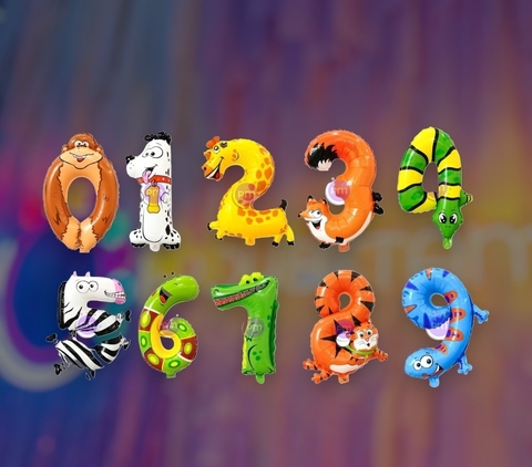 Globo Número Chico Animales 16"