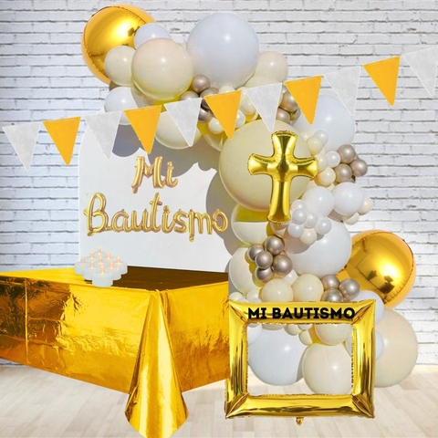 Combo Arco de Globos Mi Bautismo