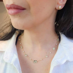 Colar com Prehnita Natural e Pérolas