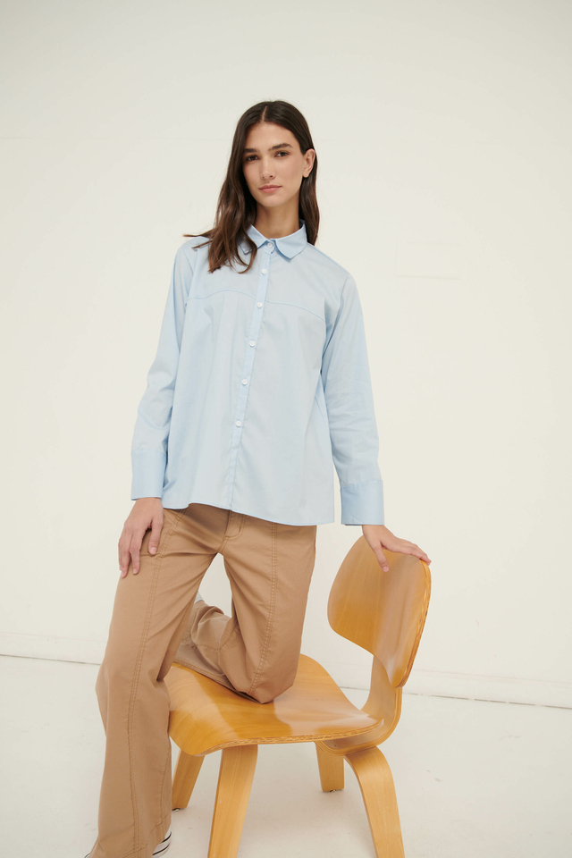 Camisa Maitén Poplin Celeste thumbnail 2