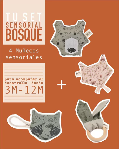 Set Sensorial BOSQUE – los 4 muñecos sensoriales para bebés