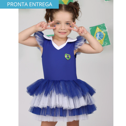 Vestido de Tutu Copa do mundo - Azul e Branco (PRONTA ENTREGA)