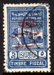 00678 Siria 296a Selo fiscal com sobretaxa U