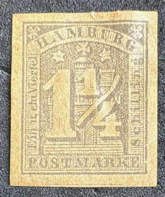 Hamburgo 1864 - Yvt: 8a , sem picote, cinzento - 70 Euros.