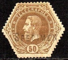 01551 Bélgica Telégrafos 5 SPECIMEN Rei Leopoldo NN