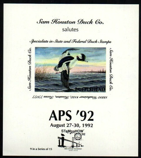 01753 EUA Souvenir Exposição Caça aos Patos APS 92 Sem denteação NNN