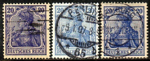 02371 Alemanha Reich 85 + 85a + 85b Germania U (a)