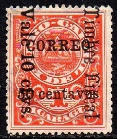 02682 Nicaragua 291 Selo Fiscal com sobretaxa U