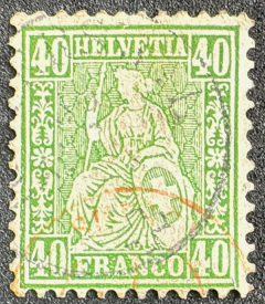 Suiça 1862/1878 - 40 C verde - usado - U$57,00