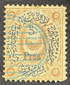Turquia 1876/77 - Emissão "Duloz" - fecho de série com sobrecarga em piastres - Yvt: 43 - U$$69,00.