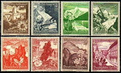 03040 Alemanha Reich 616/22 + 624 Paisagens e Flores NN