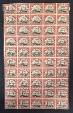 Guatemala 1920 - Bloco novo de 50 selos de 30¢, com sobrecarga 2¢.