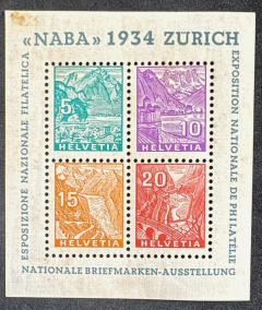 Suiça 1934 - Bloco #1 - 475 Euros - 2° coluna, alguma oxidação