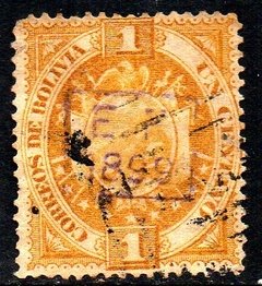 03257 Bolívia 54 Brasão Com Sobrecarga EF 1899 U