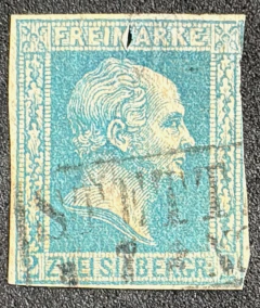 Prussia 1857 - yvt: 7 - usado - 110 euros - aminci e peq. furo.