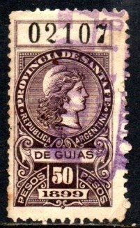 03472 Argentina Estampilla de Guias 50 Pesos Santa Fé U