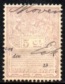 03656 Holanda Selos Fiscais 5 Cts Nederlandse plakzegel U (d)