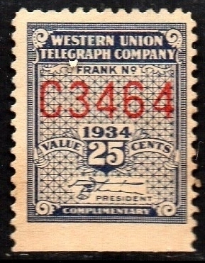 05255 Estados Unidos Telegrafos Western Union 1934 Numeral N