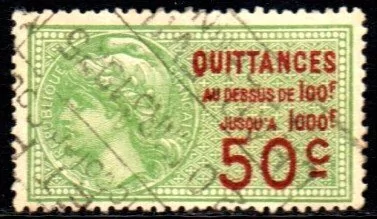 06428 França Selos Fiscais timbres fiscaux Quittances 50c Franc