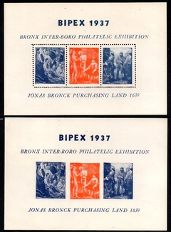 06712 Estados Unidos Souvenir da Feira BIPEX de 1937 Com e sem denteação