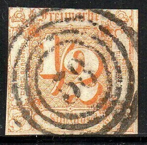 06975 Alemanha Tour et Taxis 16 Numeral Margens curtas U