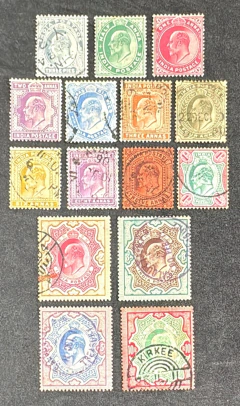 India Inglesa 1902/09 - Série incompleta usada - Fatam 72/73 - Yvt# 57/71 - 145€