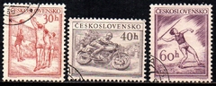 10962 Tchecoslováquia 727/29 Esporte Motocicleta Volei dardo U (a)